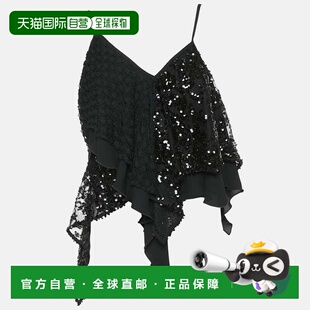 自营The Attico Black Sequin And Lace Thelma Crop Top - black