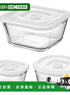 日本直邮怡万家Iwaki耐热玻璃密封饭盒3件套 白色PSC MP 3W2洗碗