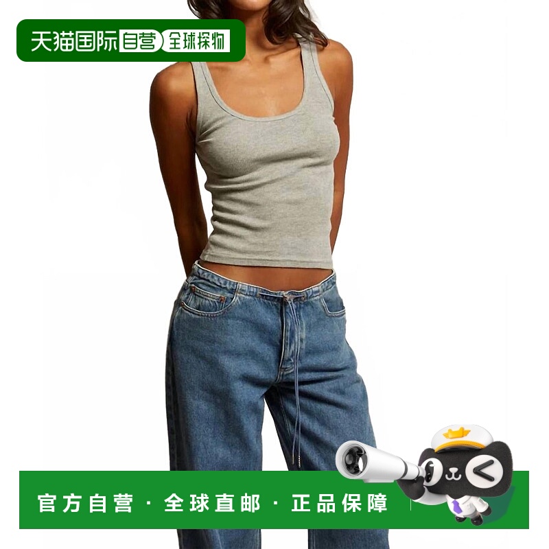 自营perfectwhiteteeMia Fine Rib Tank Top In Heather Grey - h