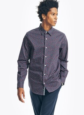 【美国奥莱】直发 Nautica 男式 Navtech 修身印花衬衫 - 海军蓝