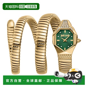 自营JUST CAVALLI Womens's Snake Watch, Gold Color Case, Dark