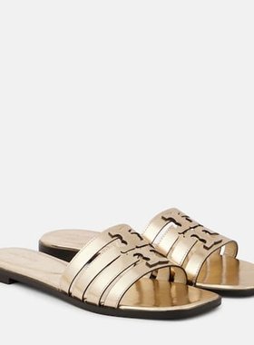 潮奢 Tory Burch 托里·伯奇 女士 Ines 金属感皮质凉拖