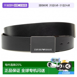 ARMANI 徽标板扣黑色腰带 香港直邮EMPORIO 男士 843 Y4S427 YTU7J