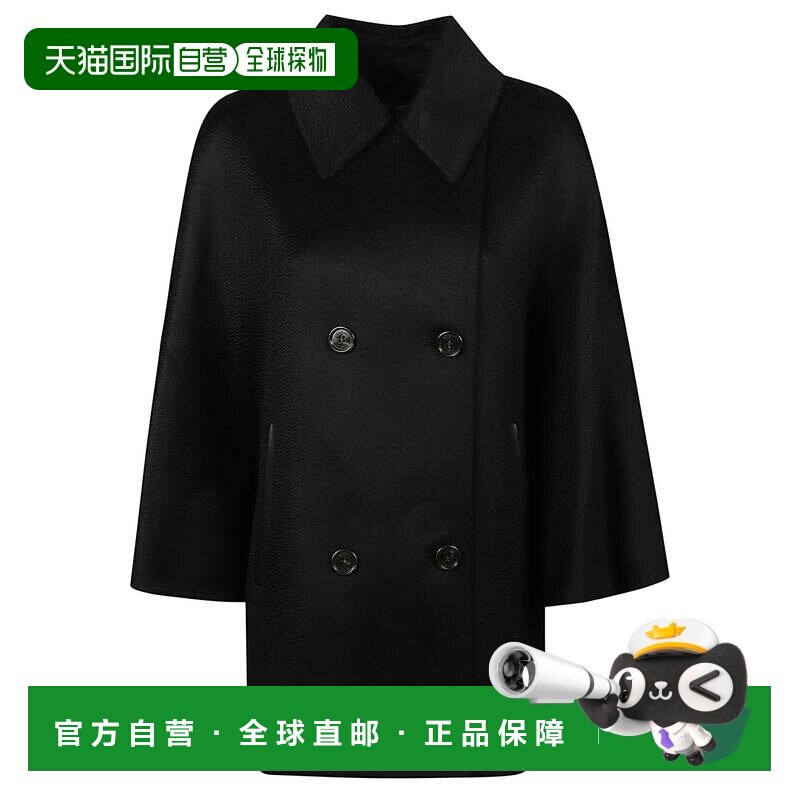 自营max maraMxaospite双排扣羊绒斗篷-黑色 美国奥莱直发