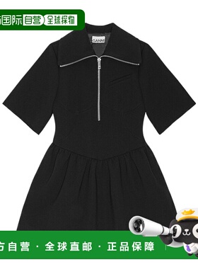 1h可退 香港直邮GANNI 甘尼 女士 黑色 Bonded Crepe 连衣裙 W025