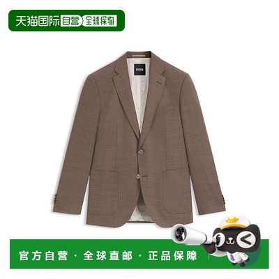 自营 bossRegular-fit blazer in a patterned wool blend - brow