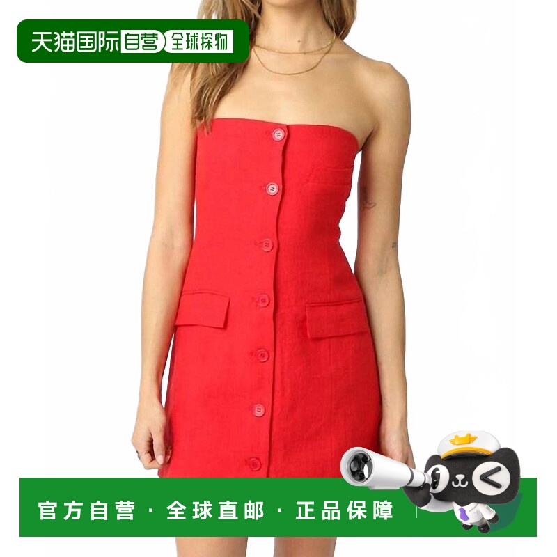 自营 olivaceousGiselle红色无肩带迷你连衣裙 美国奥莱直发