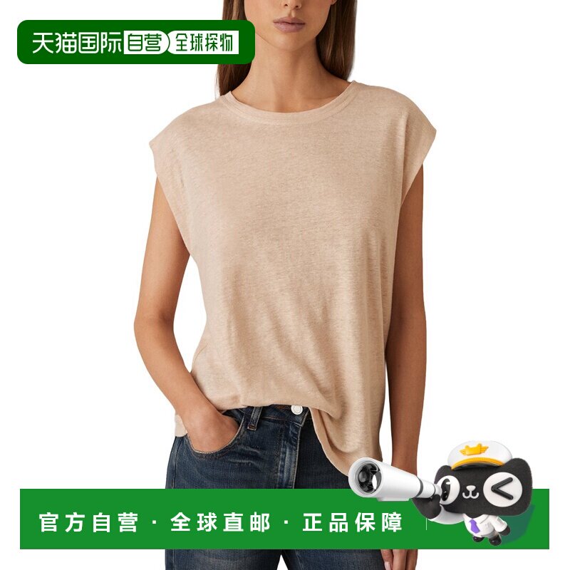 自营Reiss Mara无袖亚麻t恤-桃色 美国奥莱直发