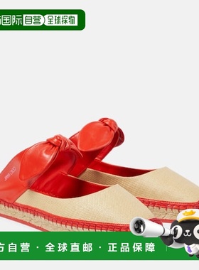 香港直邮Jimmy Choo 周仰杰 女士 Reka 皮质拉菲草编织帆布面凉鞋