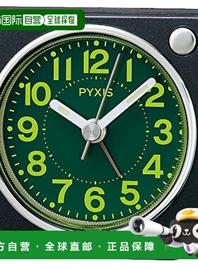 【日本直邮】Seiko Clock 闹钟 PYXIS NR450K 黑色金属 床头柜 书