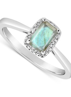 美国直邮Macy's|纯银拉长石与钻石装饰戒指（也有玛瑙和绿松石）