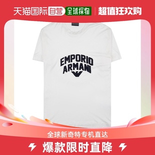 白色简约印花透气 圆领T恤衫 Armani阿玛尼男士 香港直邮Emporio