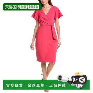 Faux Tahari Wrap Dress 连衣裙美国直发奥莱 自营 Pink Elie