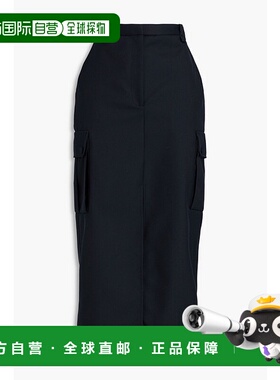 1h可退 香港直邮Sandro 女士 斜纹布中长半身裙 SFPJU01289NAVYBL