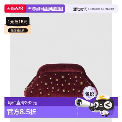 日本直邮Caterina Bertini 女士 金色线条豹纹绒面 clutch 包 222