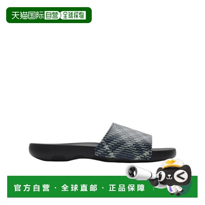 香港直邮BURBERRY 男士拖鞋 81024211 SS2025 黑色 Dive 格纹拖鞋