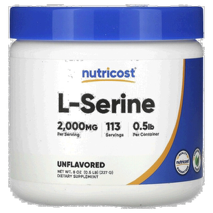 香港直邮Nutricost,L-丝氨酸粉,无味,8 盎司(227 克)氨基酸