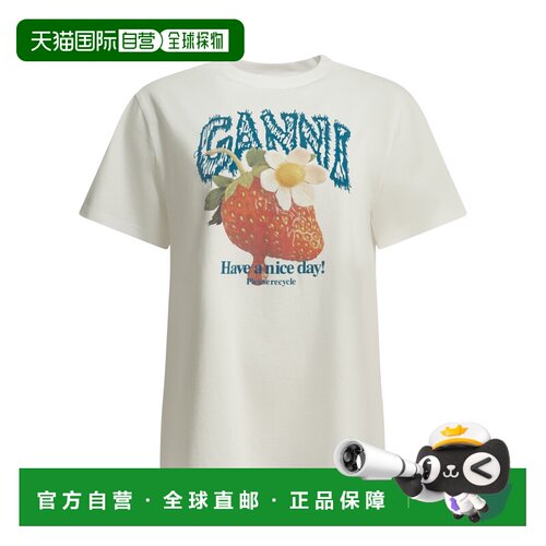 香港直邮GANNI 甘尼 女士 白色棉质T恤 A1050201151WHITE151 WHIT