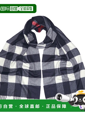 香港直邮BURBERRY 女士围巾 4031054 CO 深蓝色 Check Scarf