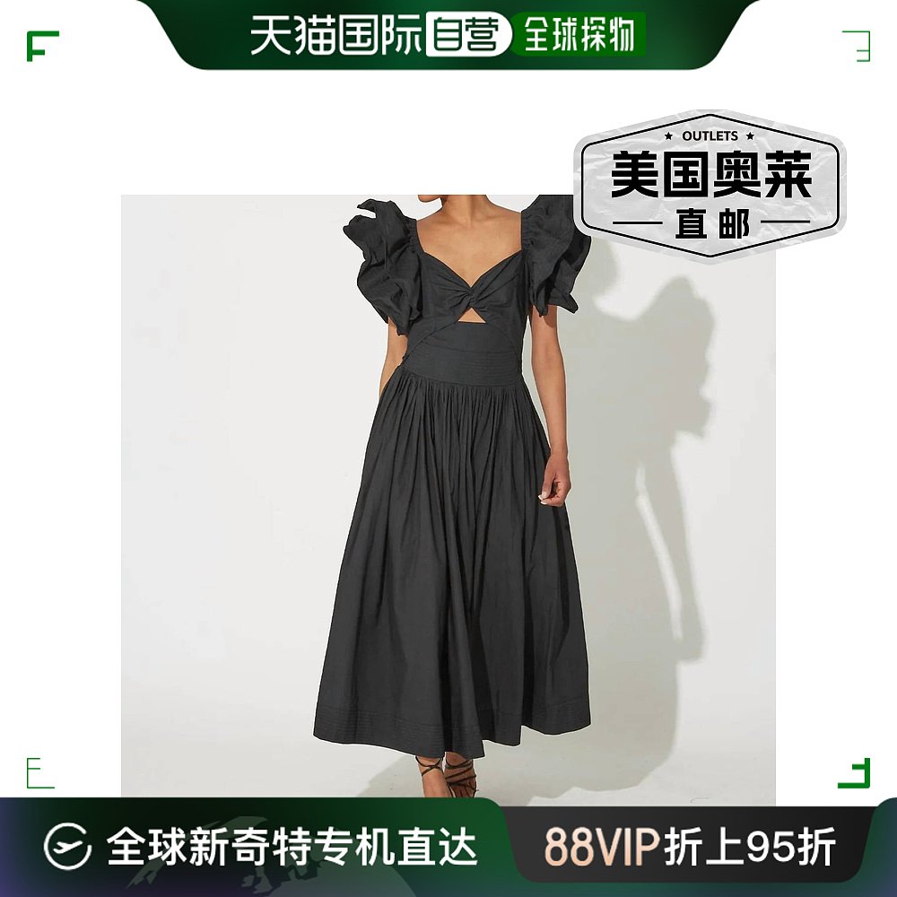 Cleobella Piper 黑色中长连衣裙 - 黑色 【美国奥莱】直发 女装/女士精品 连衣裙 原图主图