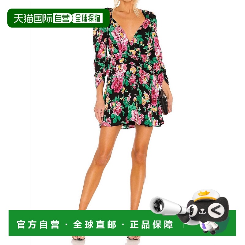 自营for love & lemons六月迷你连衣裙，黑色 美国奥莱直发