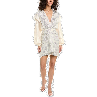 自营IRO Surplice 丝麻混纺迷你连衣裙 - 白色 【美国奥莱】直发