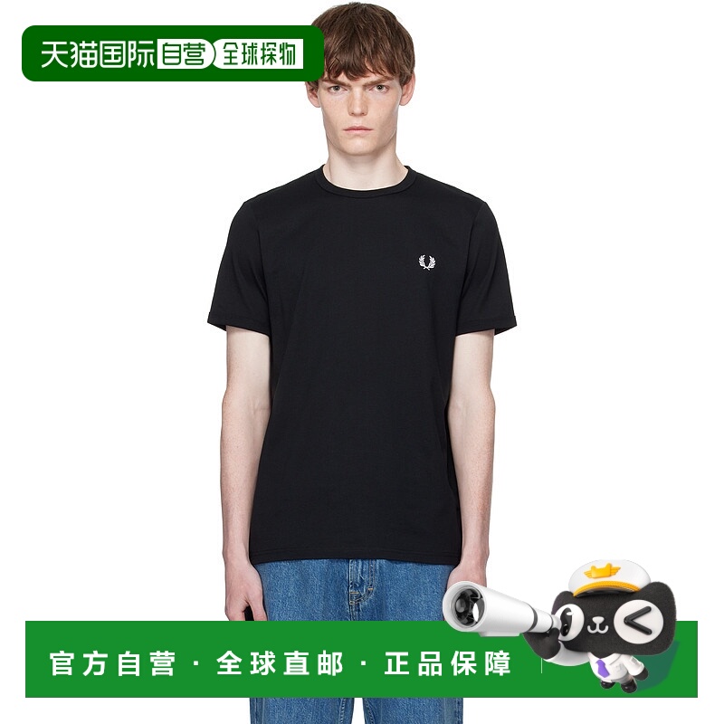 1h可退 香港直邮潮奢 Fred Perry 弗莱德.派瑞 男士 黑色 Ringer