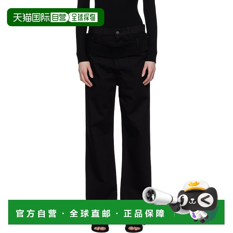 香港直邮潮奢 Courreges 女士 黑色 Double Belt 牛仔裤 125DPA31