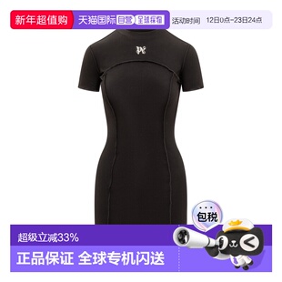 1h可退 香港直邮潮奢 Palm Angels 棕榈天使 女士 黑色捏褶缝连衣
