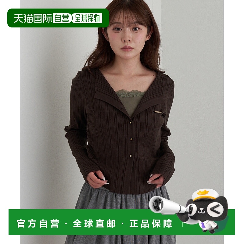 1h可退 日本直邮Ray Cassin 女装蕾丝叠层设计半开针织上衣 RCN10