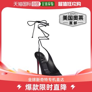 120 美 系带 Christian NVP 黑色 Louboutin 绒面革厚底凉鞋