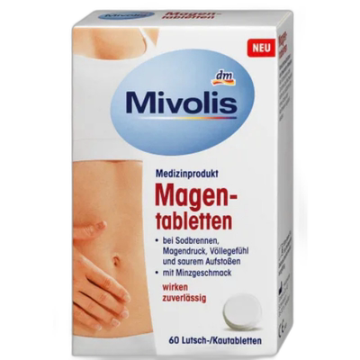 欧洲直邮Mivolis 缓解胃灼热胃压饱胀感胃酸反流 平衡营养 60片