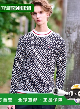 1h可退 日本直邮DRESSTERIOR男装长袖几何图案圆领针织毛衣 08614
