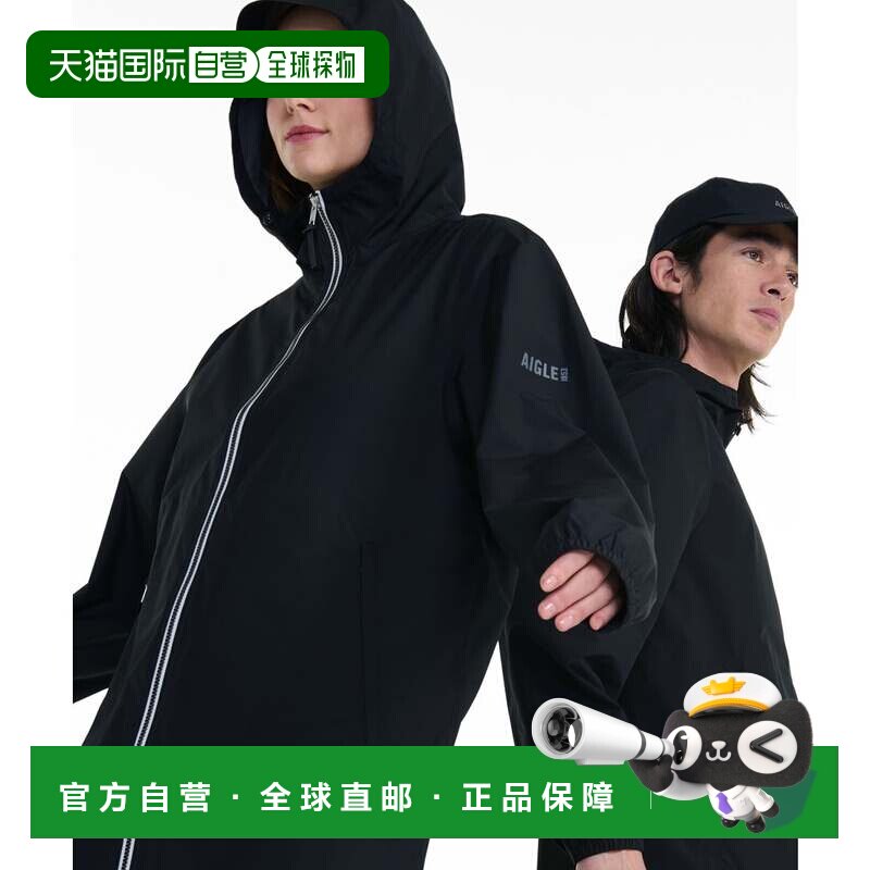 日本直邮AIGLE 防水连帽风衣 黑色外套夹克 - 实物图