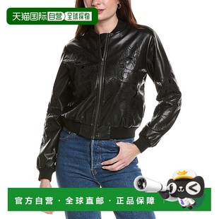 美国奥莱 黑色 自营johnny was约翰尼是梅兰妮丝绸衬里轰炸机夹克