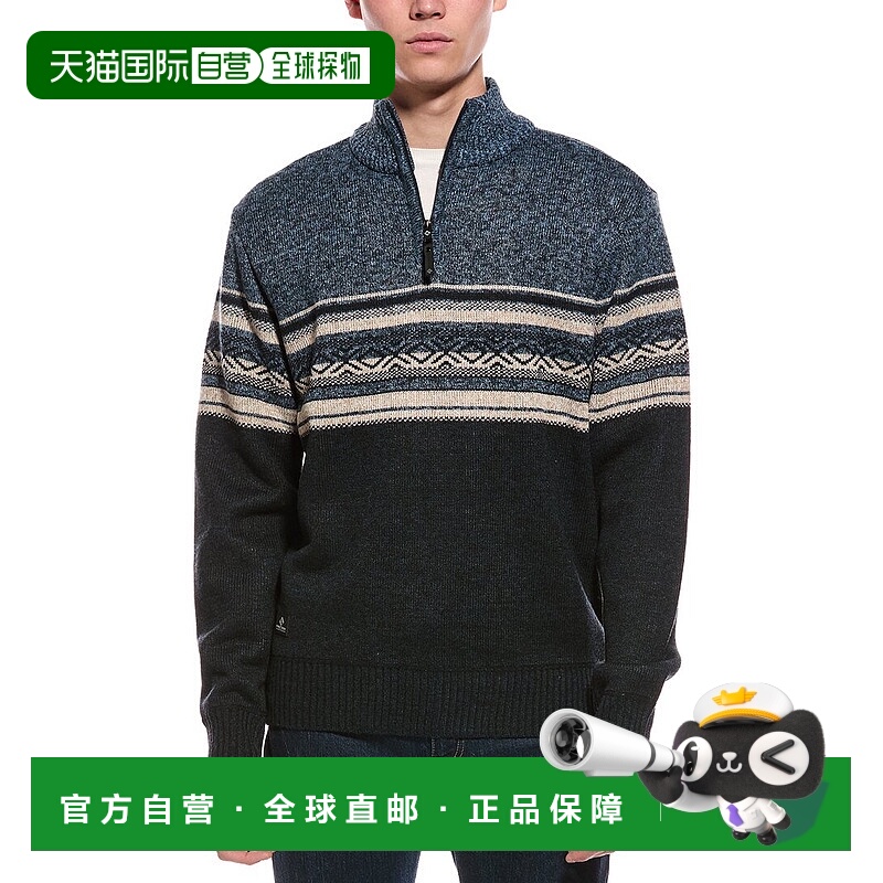 自营Point Zero Semi Fit 1/4-Zip Mock Neck Sweater - blue 美