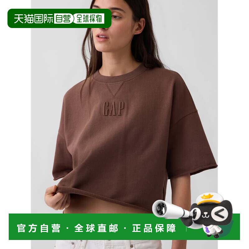 日本直邮GAP 女士法式毛圈布大码卷边下摆短款卫衣图片