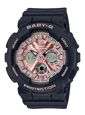 日本直购CASIO卡西欧Baby-G女士黑色玫瑰金运动手表BA-130-1A4JF