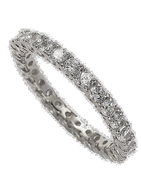 自营 Suzy Levian 纯银方晶锆石密钉 U 形镶嵌永恒戒指 - 白色 美