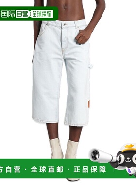 1h可退 香港直邮潮奢 off-white 女士 蓝色 Wide Crop 牛仔短裤 O