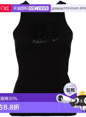 1h可退 香港直邮Blumarine 蓝色情人 女士 水钻刺绣罗纹背心 2T04