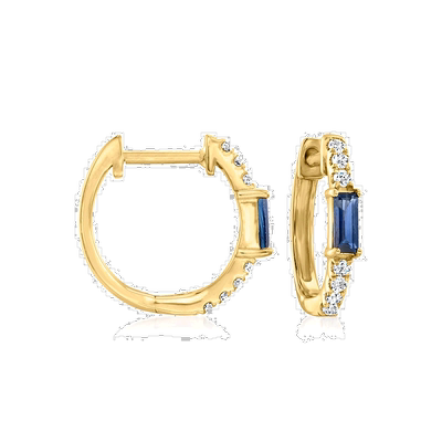 自营 ross-simons罗斯-西蒙斯蓝宝石和 . 14 克拉黄金钻石 Huggie
