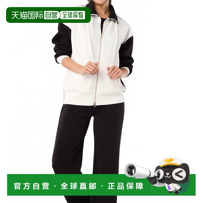 自营coco + carmenHilarie Two-Tone Zip Front Sweatshirt In Bl