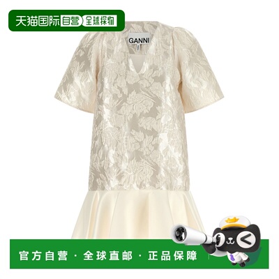1h可退 香港直邮潮奢 GANNI 甘尼 女士 'Satin Cloque' 迷你连衣