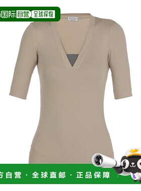 香港直邮Brunello Cucinelli V领平纹T恤 M0TC8EL692C8539针织