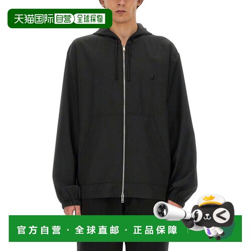 自营givenchy宽松的黑色拉链连衣帽运动衫-黑色 美国奥莱直发