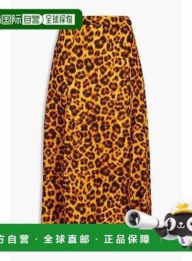 1h可退 香港直邮Sandro 女士 豹纹缎面中长半身裙 SFPJU00820ORAN