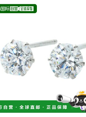 日本直邮（pe153381）4mm PT900 二号穿孔适用立方镶钻铂金耳钉