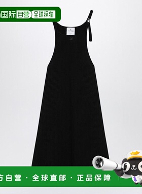 1h可退 香港直邮Courreges 女士 黑色罗纹迷你连衣裙 225MR0615FI