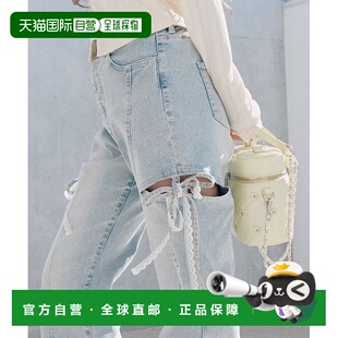 1h可退 日本直邮OLIVE des OLIVE 女装 侧开衩蝴蝶结弹力牛仔裤 1